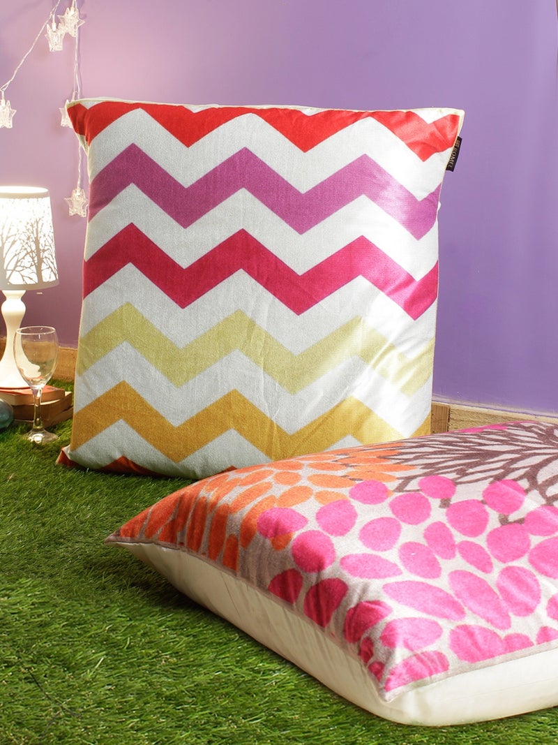 Geometric Velvet Cushion Covers Set of 2 - Pink